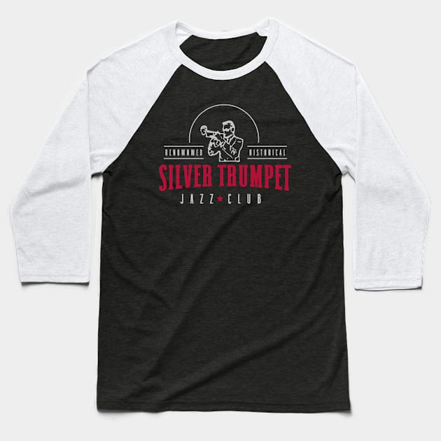 Silver Trumpet Vintage Jazz Club Baseball T-Shirt by jazzworldquest